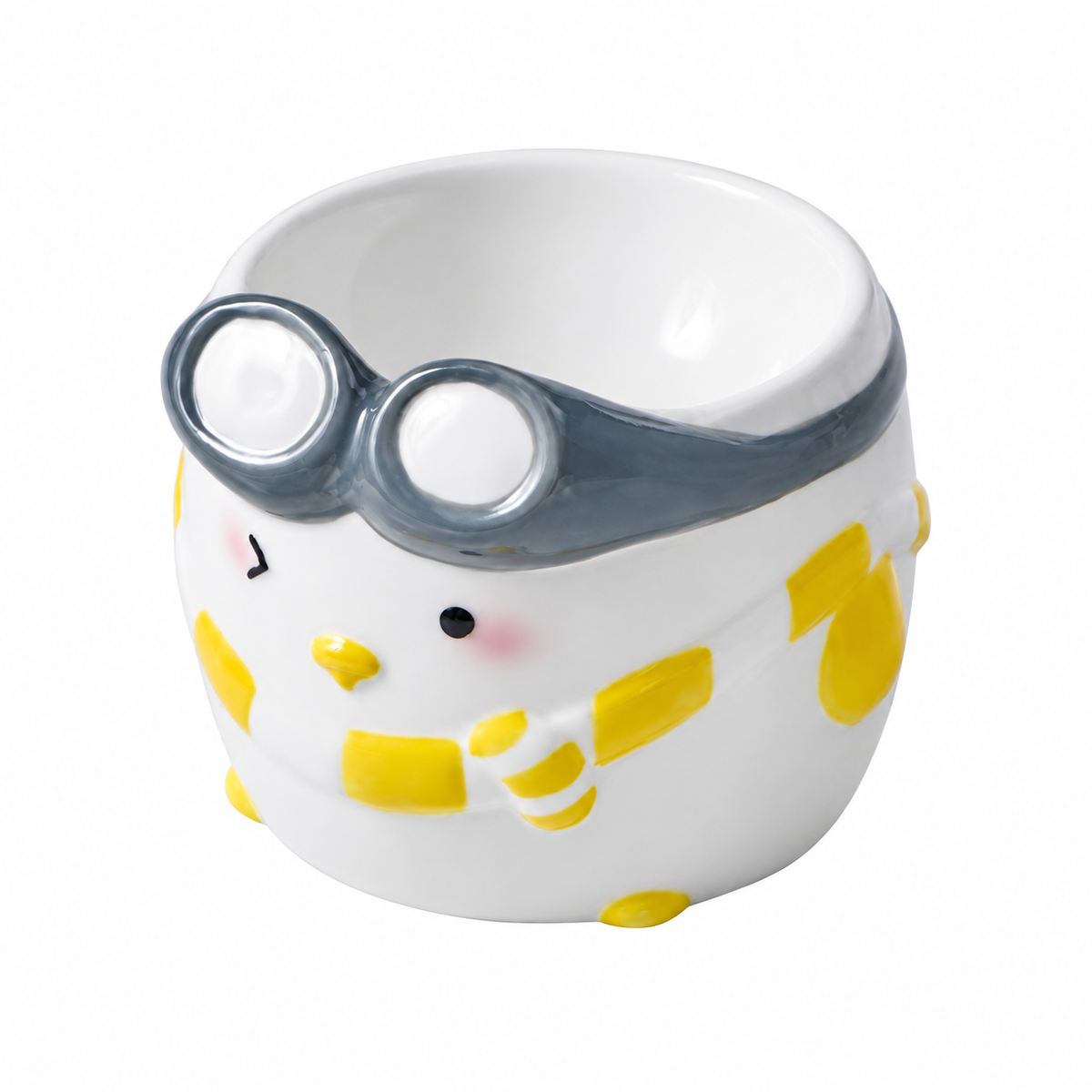 Penguin Ski Ceramic Pet Bowl | clean white SKU packshot | Grey | VARIANT_MEDIA_CORRECTION