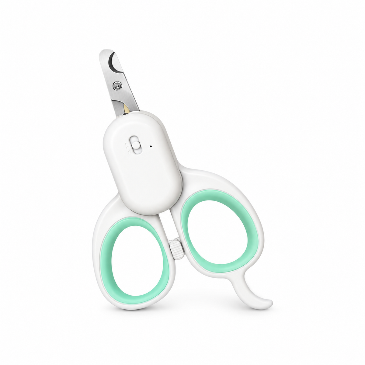 Green LED cat nail scissors on a white background