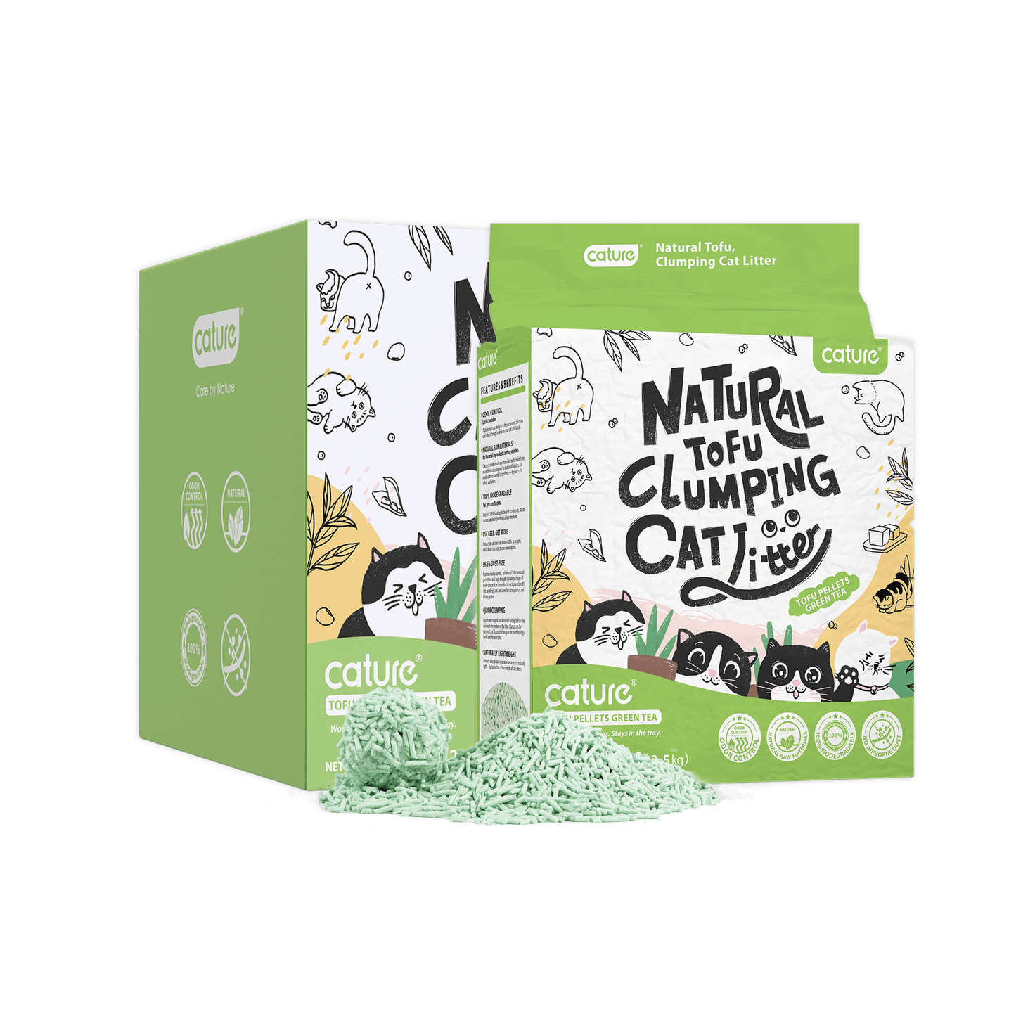 Cature Tofu Cat Green Tea 6L/20L 猫殿下绿茶豆腐猫砂6L/20L - Destiny Pet