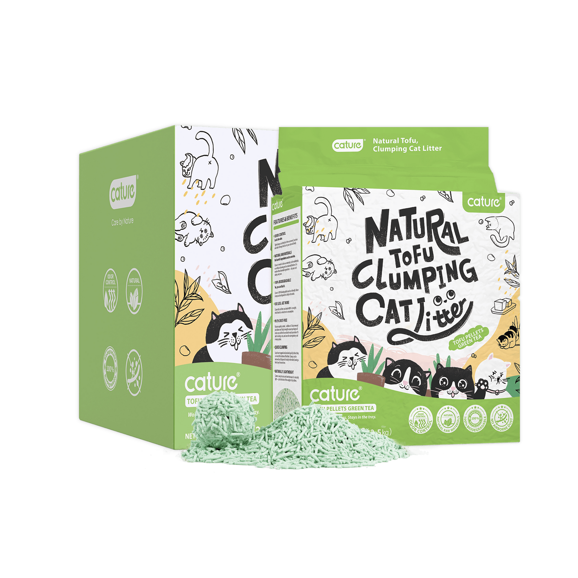 Cature Tofu Cat Green Tea 6L/20L 猫殿下绿茶豆腐猫砂6L/20L - Destiny Pet