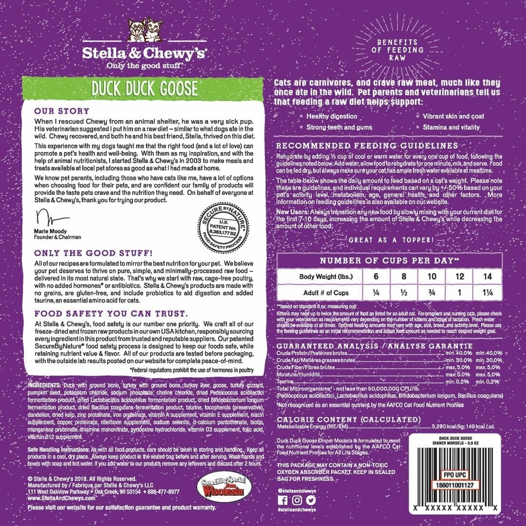 Stella&Chewy's Freeze Dried Raw DUCK DUCK GOOSE FREEZE-DRIED RAW DINNER MORSELS - Destiny Pet