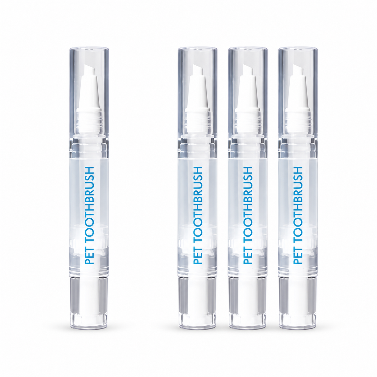 Pet toothbrush gel applicator one and three pack options on a white background