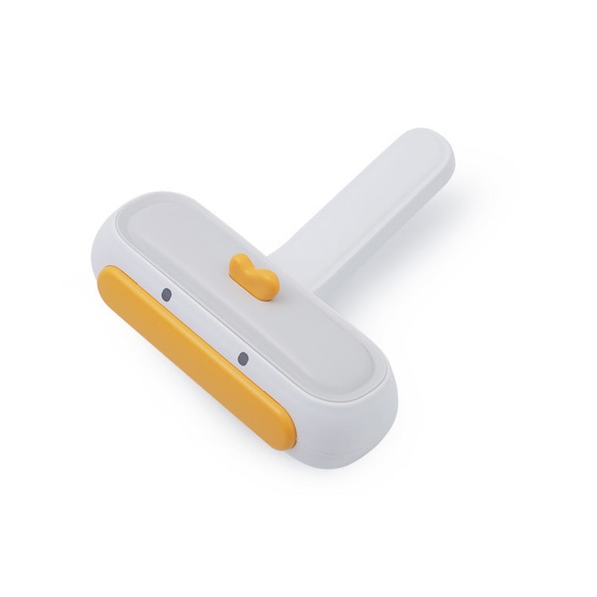 Yellow Duck pet hair remover brush on white background