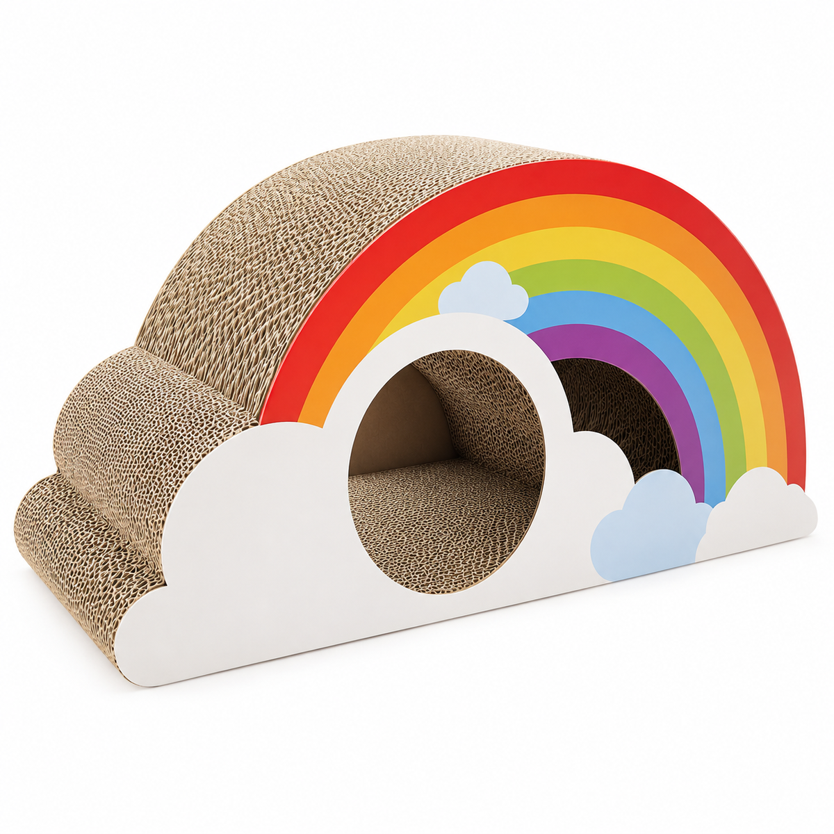 Hero | Rainbow Cat Scratcher Cardboard 2-in-1 Multifunctional Cat Scratcher Lounge Bed Cat Scratching Pad for Indoor Cats as Furniture Protector Cat Training Toy | clean product image