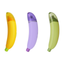 Banana LED Pet Nail Grinder in yellow, purple, and green on a white background