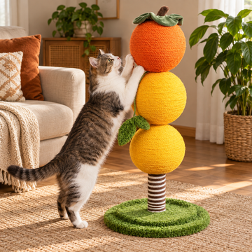 Scene | ZEZE Fruit-Shaped Sisal Cat Scratching Post | cat using the product in a natural home setting