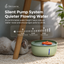 AIWO avocado-green pet water fountain with quiet pump and cat
