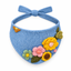 White background blue floral pet bib scarf, complete product view