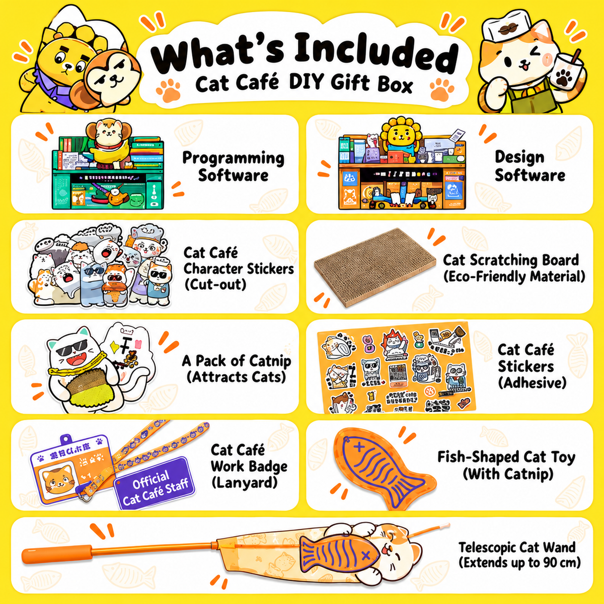 Work Cat scratcher box gift box contents and included pieces