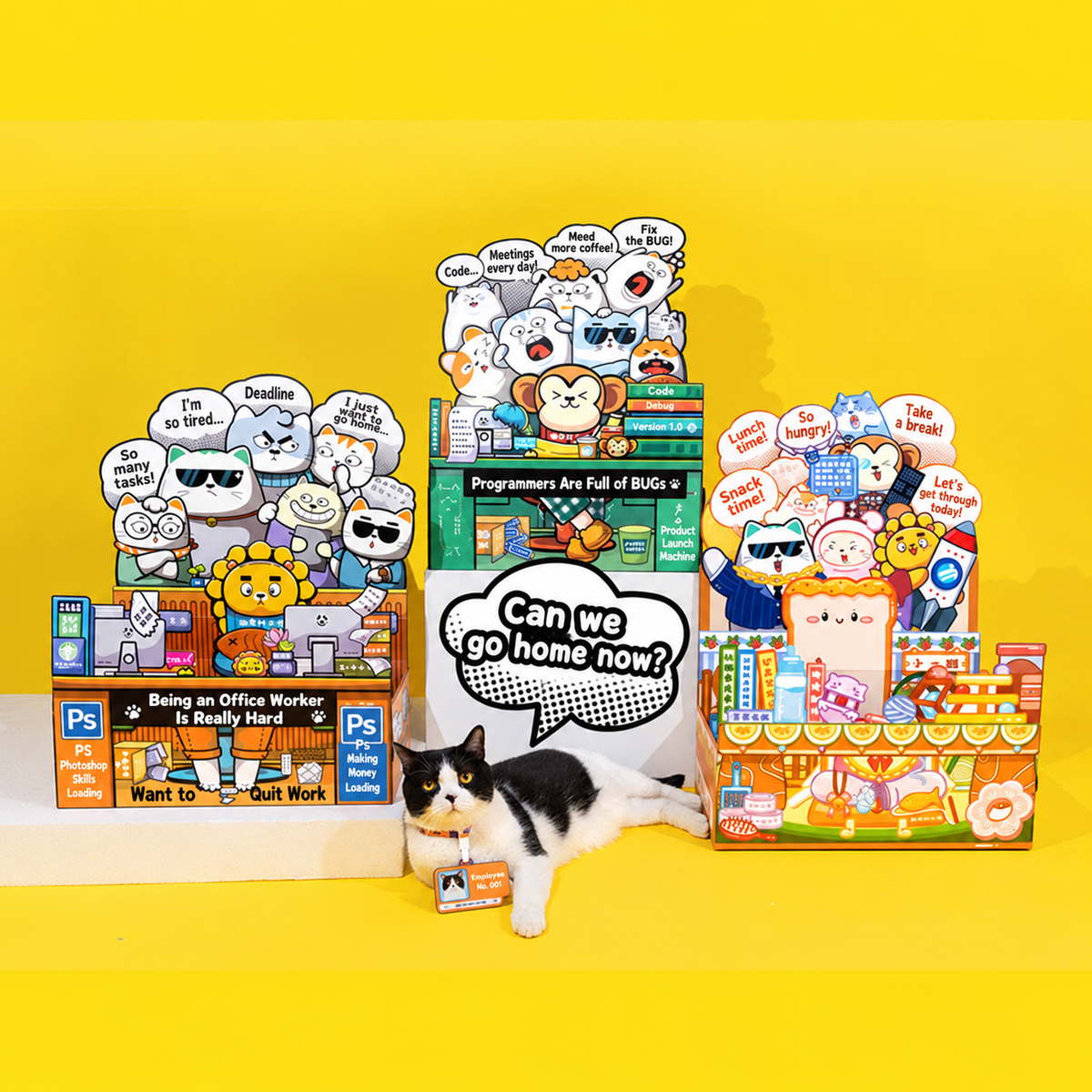 Work Cat scratcher box cat play scene one
