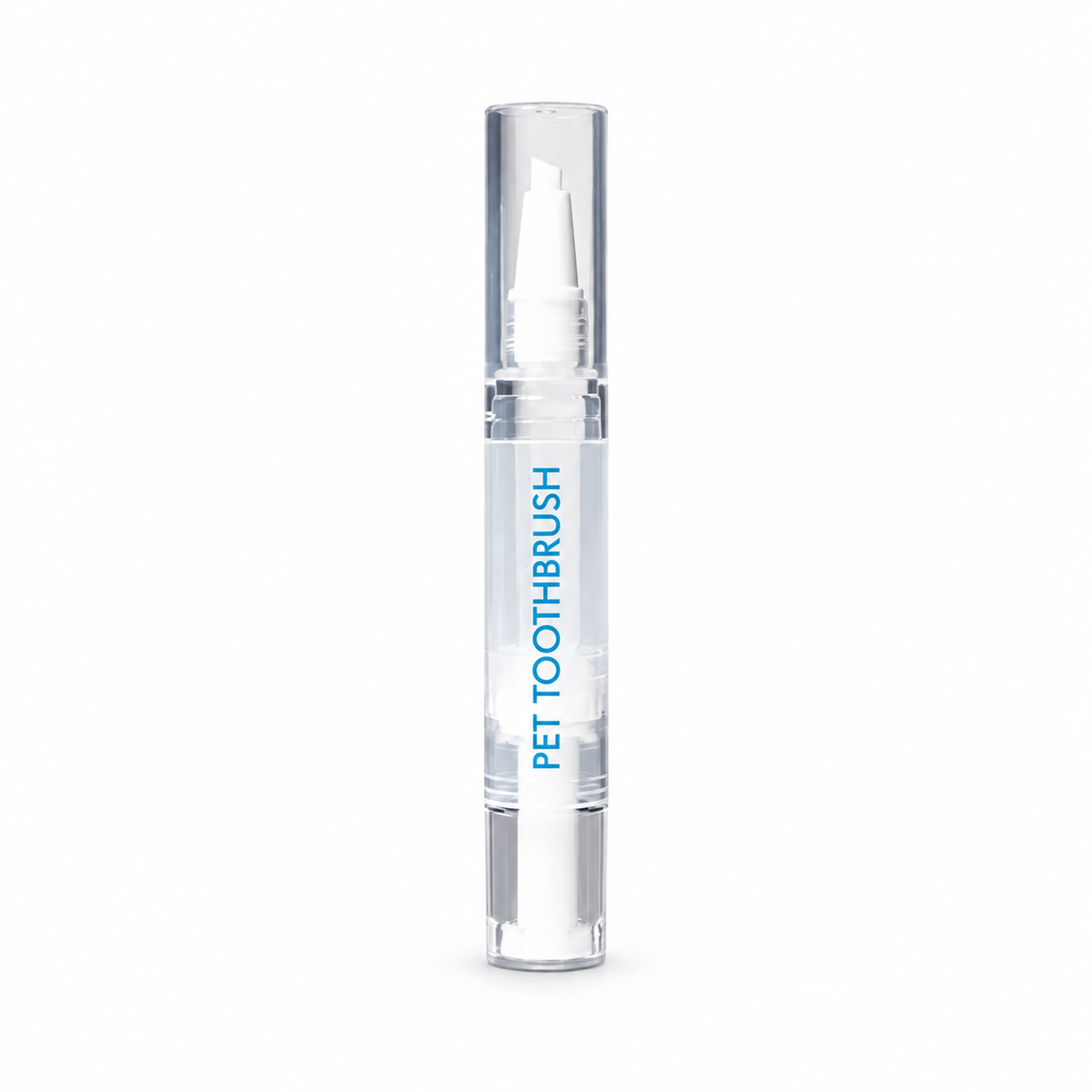 Single pet toothbrush gel applicator on a white background