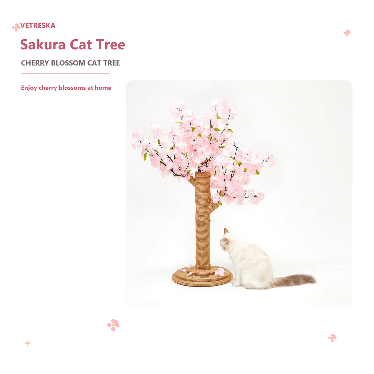 VETRESKA Sakura Cat Tree | Cherry blossom cat tree | English square panel 01