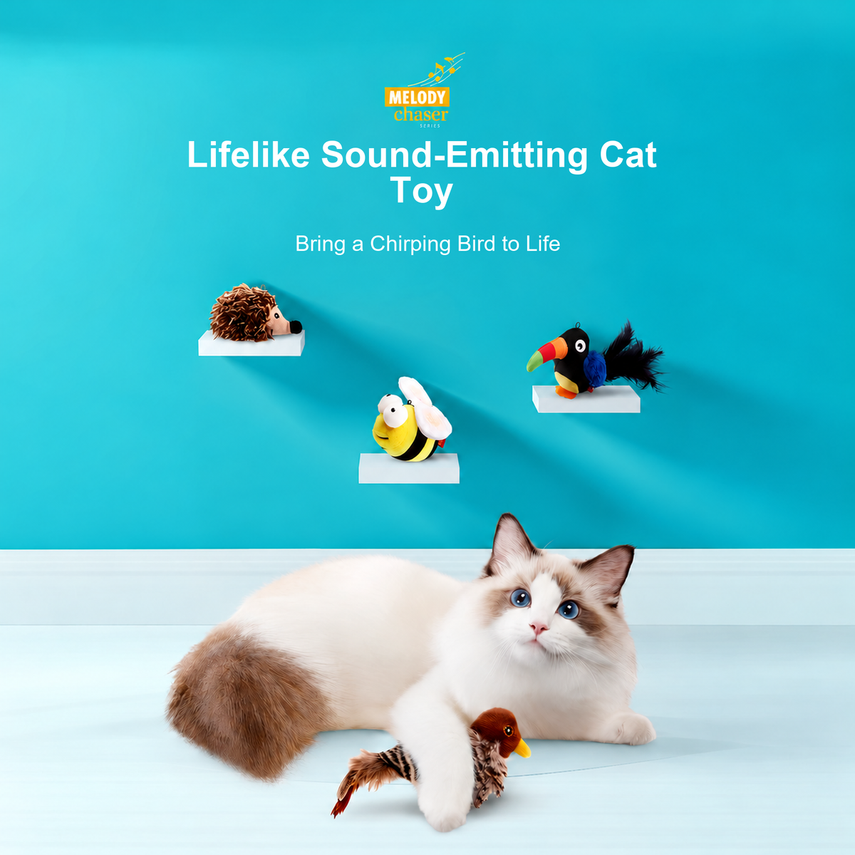 GiGwi cat toy with realistic sound-emitting bird, English detail image [Gallery: Shared]