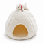 White polar bear igloo cat bed on a pure white background