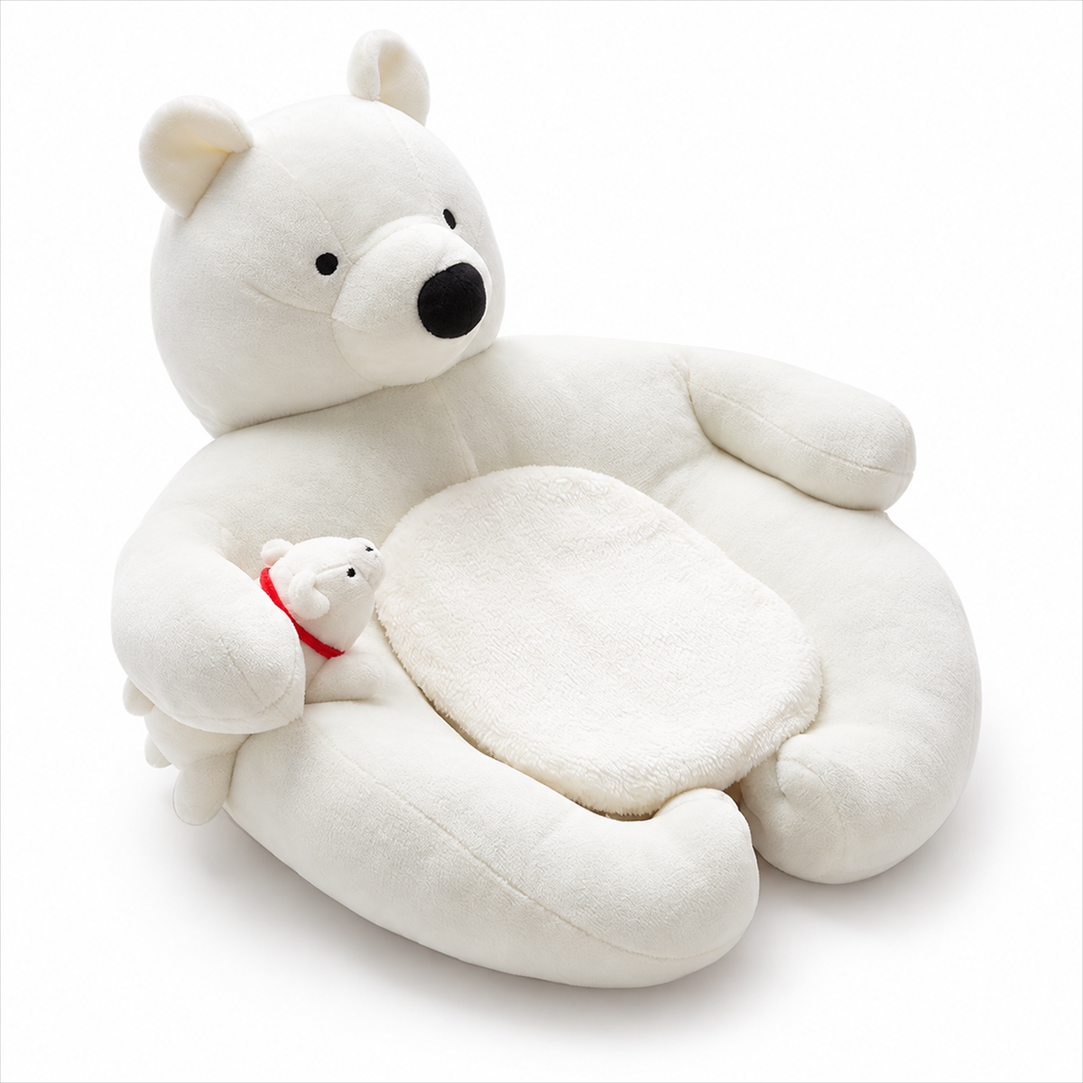 White polar bear pet sofa on a pure white background
