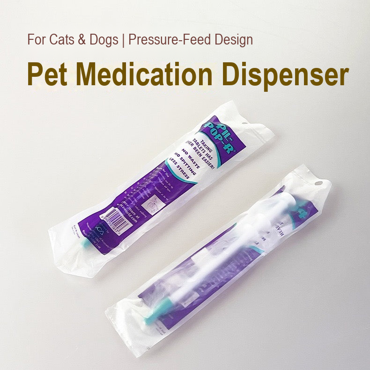 Pet medication dispenser set for cats and dogs with English product details - corrected 1:1