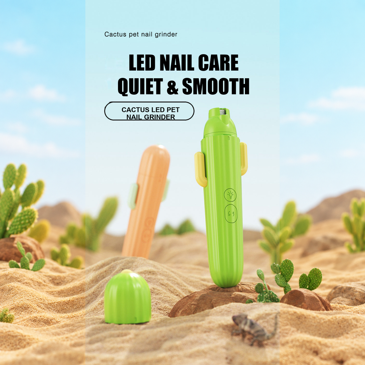 Cactus LED pet nail grinder with a quiet and smooth grinding design