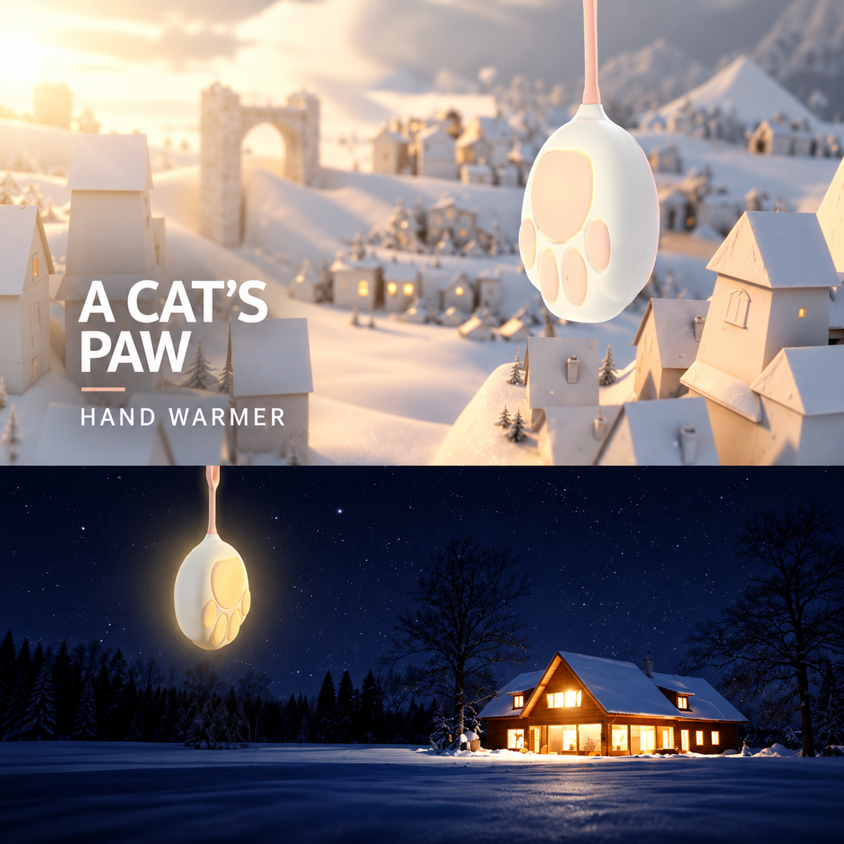 Cat paw rechargeable hand warmer winter night lifestyle - module 01