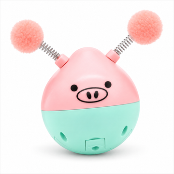 Fofos Disco Ball Tumbler Pig interactive cat toy - white background SKU hero
