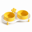 Yellow anti-spill dual pet bowls with raised rims and fixed base