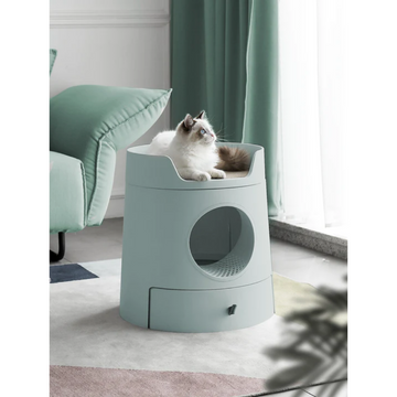 MAYITWILL CAT CASTLE SEMI CLOSED LITTER BOX - MORANDI GREEN product image 1