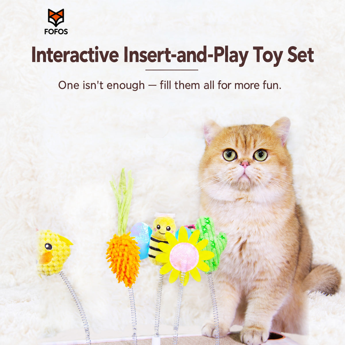 FOFOS five-piece cat scratcher toy attachment set with a cat
