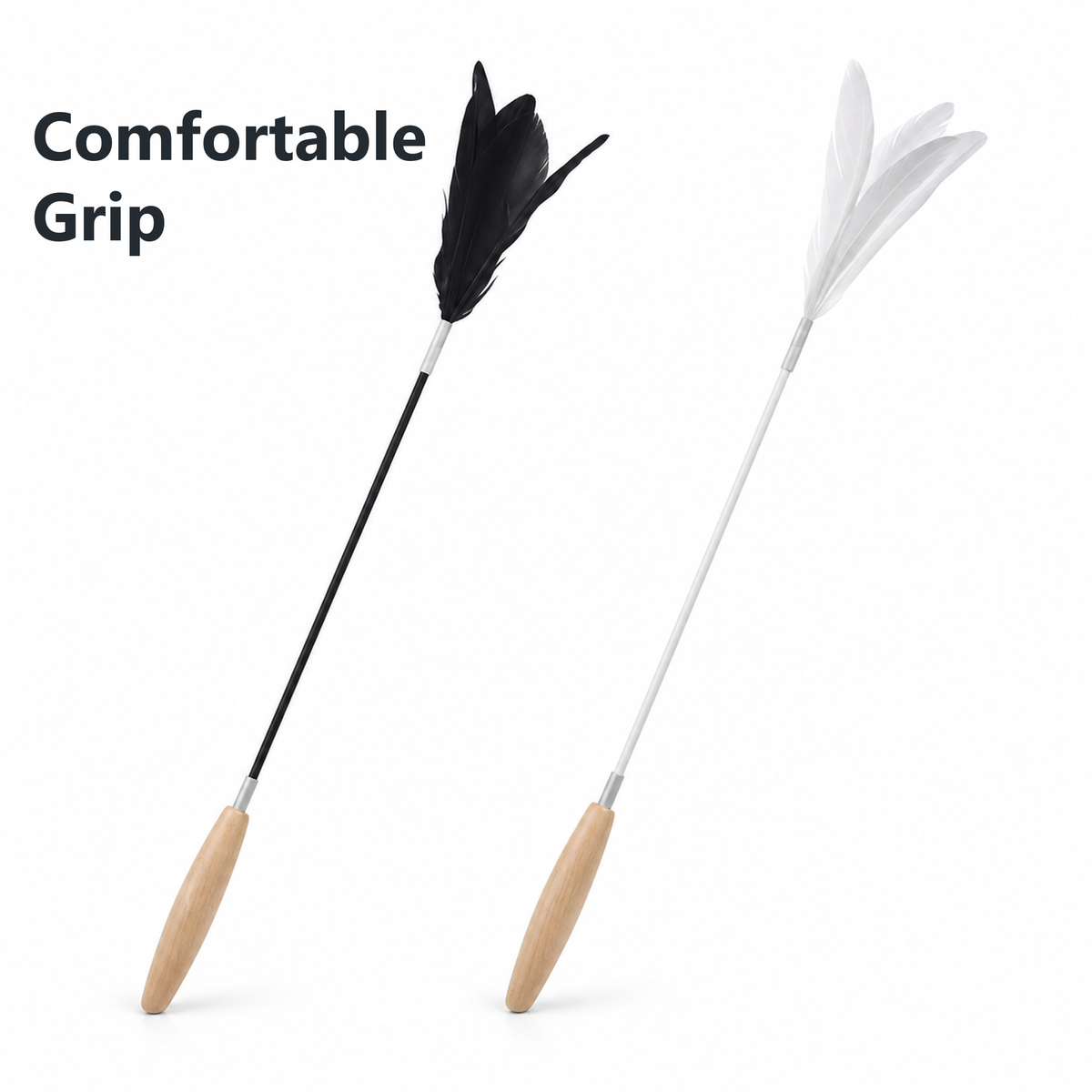 PIDAN Peacock Feather Cat Teaser Wand with Wooden Handle | English translated original-position hero detail 01 | 2048 square | v7