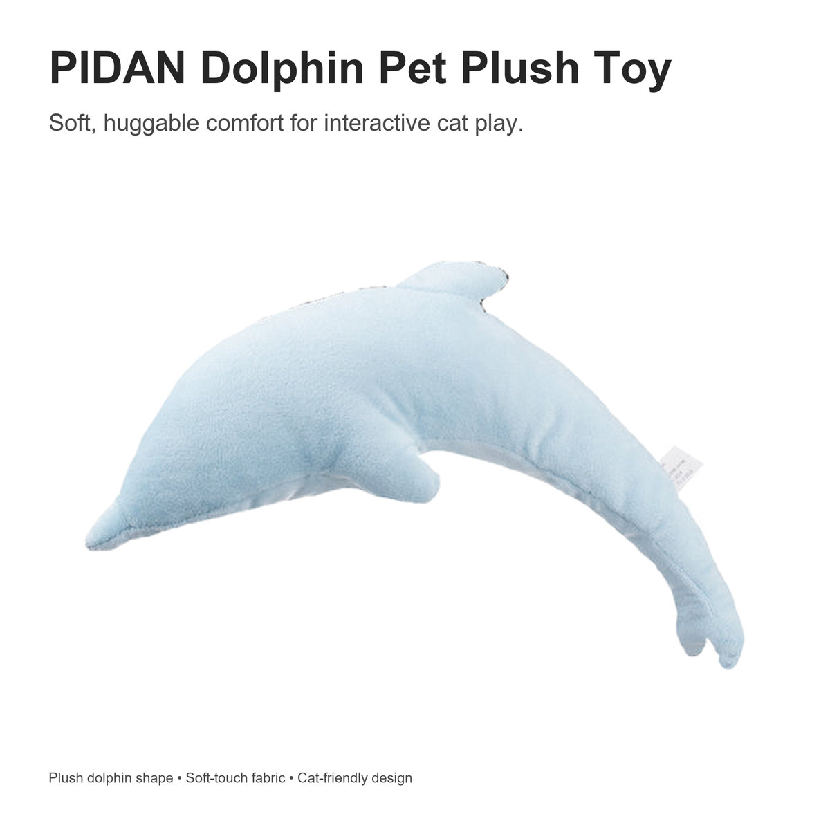 PIDAN Dolphin Pet Plush Toy | English translated square detail 01 | v6 subject-scale corrected