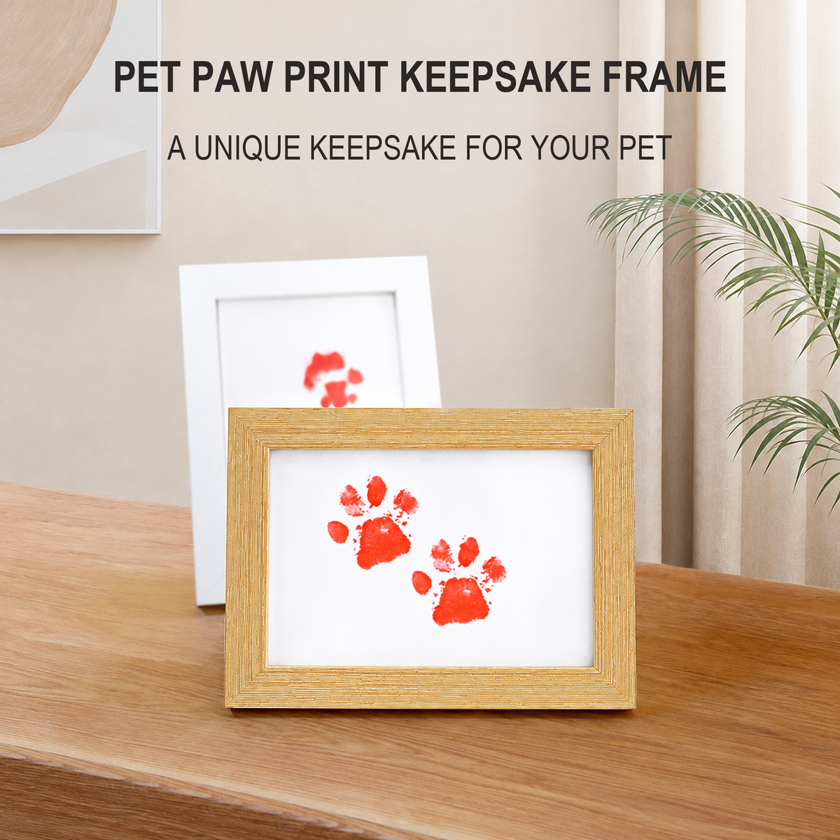 Pet paw print keepsake frame with colorful paw prints