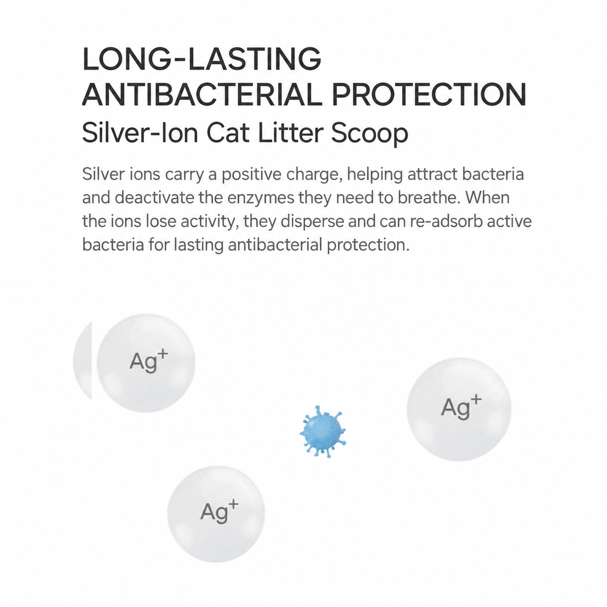Cature cat litter scoop detail 02 - silver-ion antibacterial protection