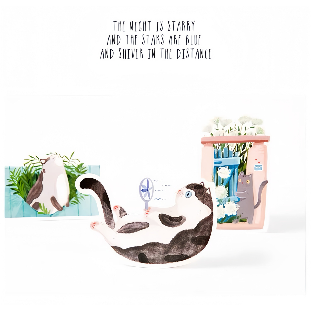 Cat Backyard Postcard Set source module 02 on a white background