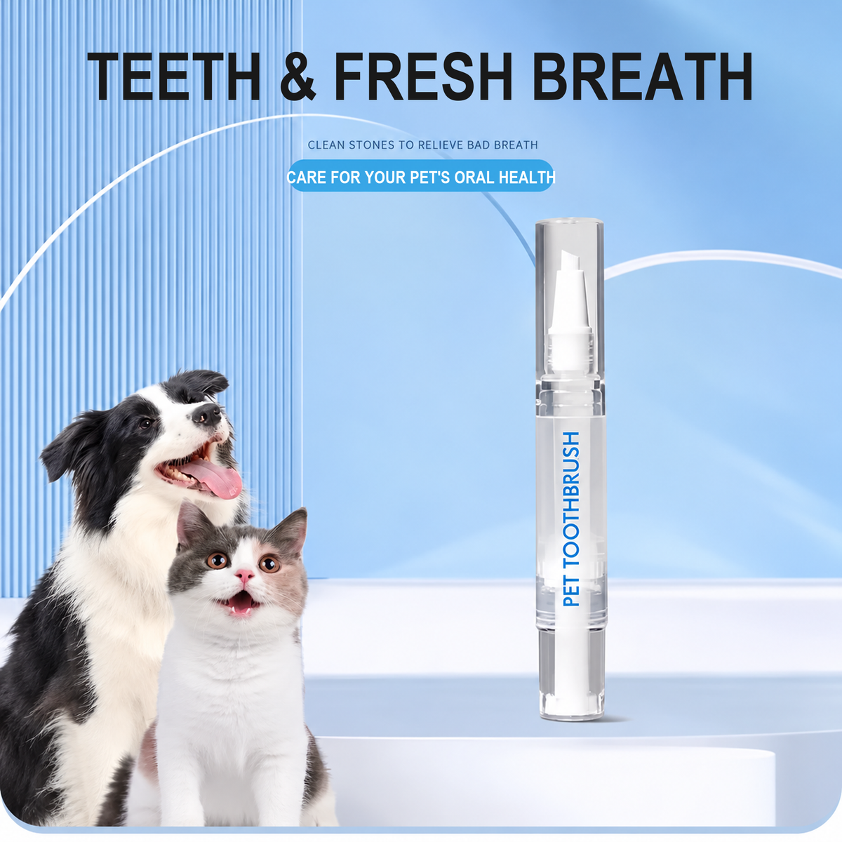 Pet dental gel applicator for cleaning teeth and fresher breath