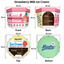 Misspet Ice-cream Box Cat Scratcher - Strawberry pink dimensions and four views
