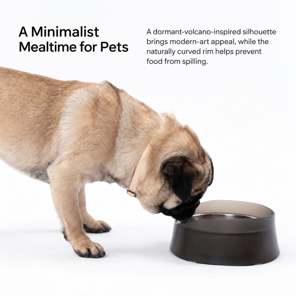 PIDAN Volcano Pet Bowl | Minimalist mealtime for pets | English translated graphic