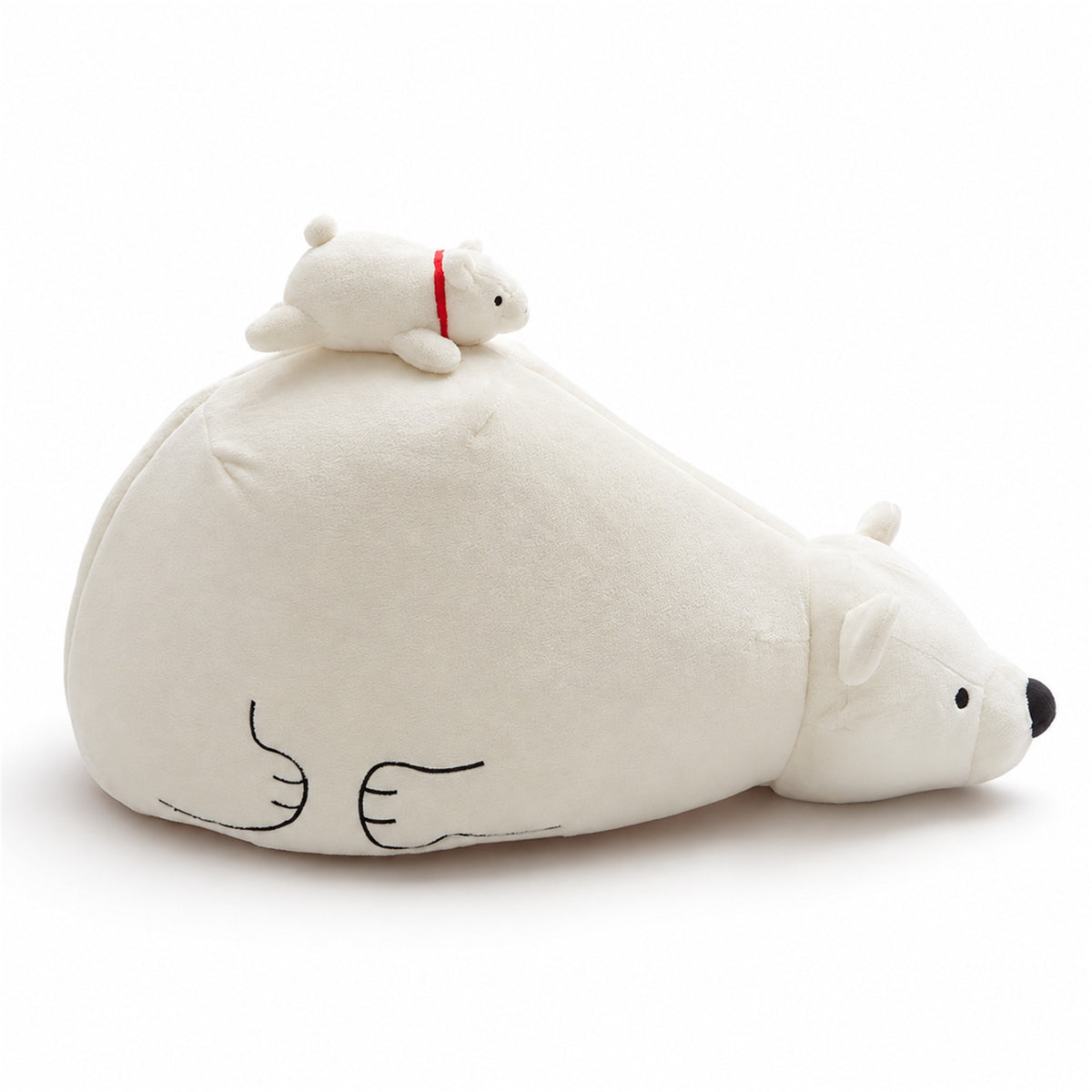 Side view of a white polar bear pet cave bed