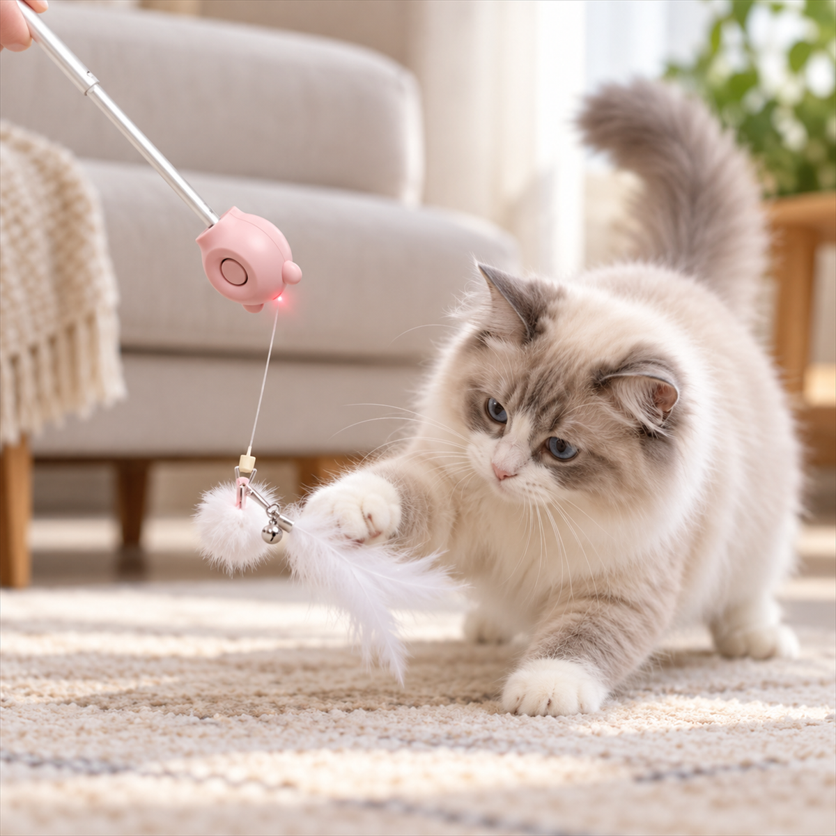 Aiwo panda-shaped laser cat teaser - real cat play scene