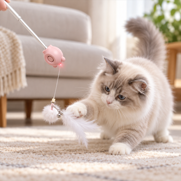 Aiwo panda-shaped laser cat teaser - real cat play scene