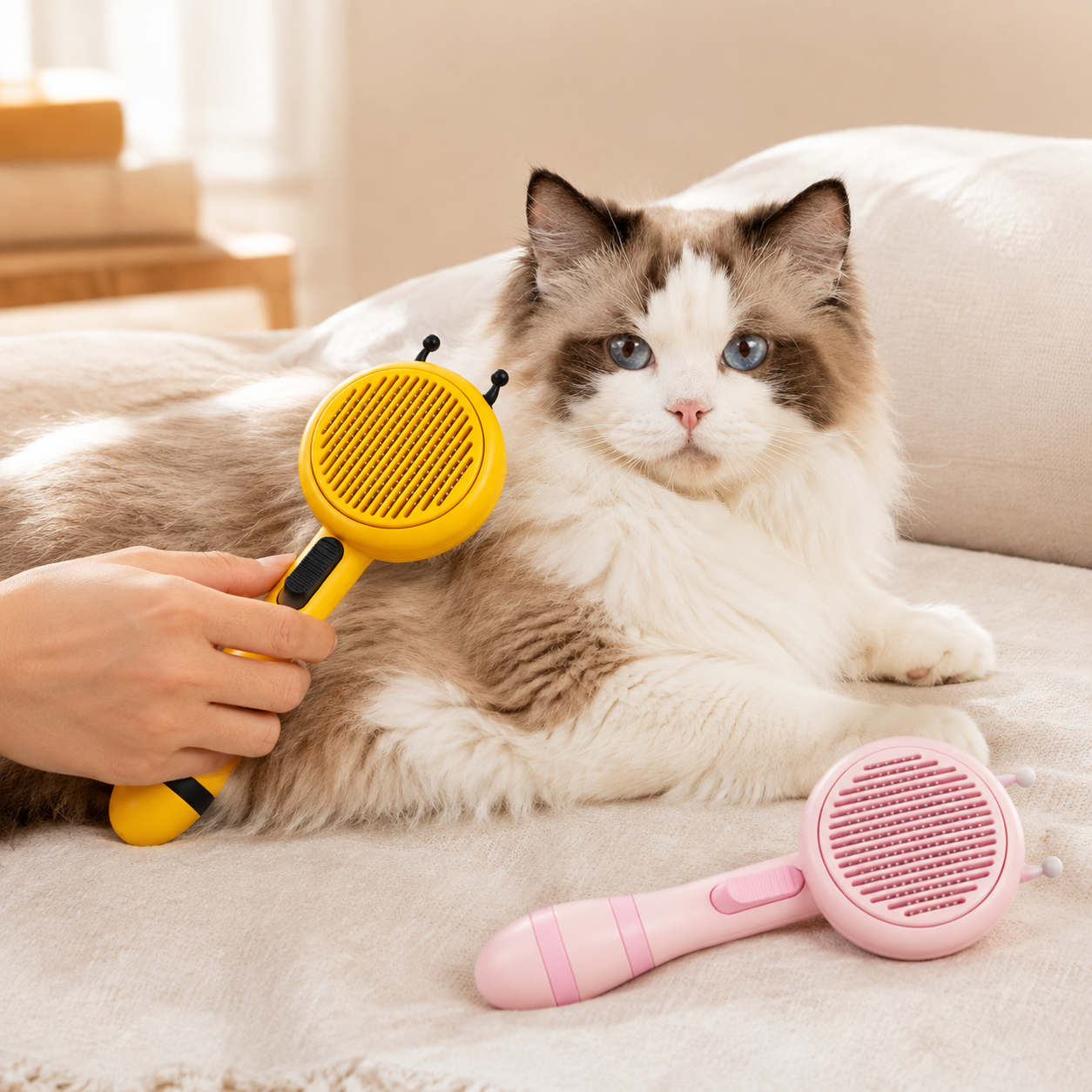 Aiwo Bee Deshedding Pet Brush for Cats & Dogs