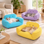 K.1 Audrey Pet Sofa in blue, purple, and lemon yellow shown in a bright home scene [Gallery: Shared]