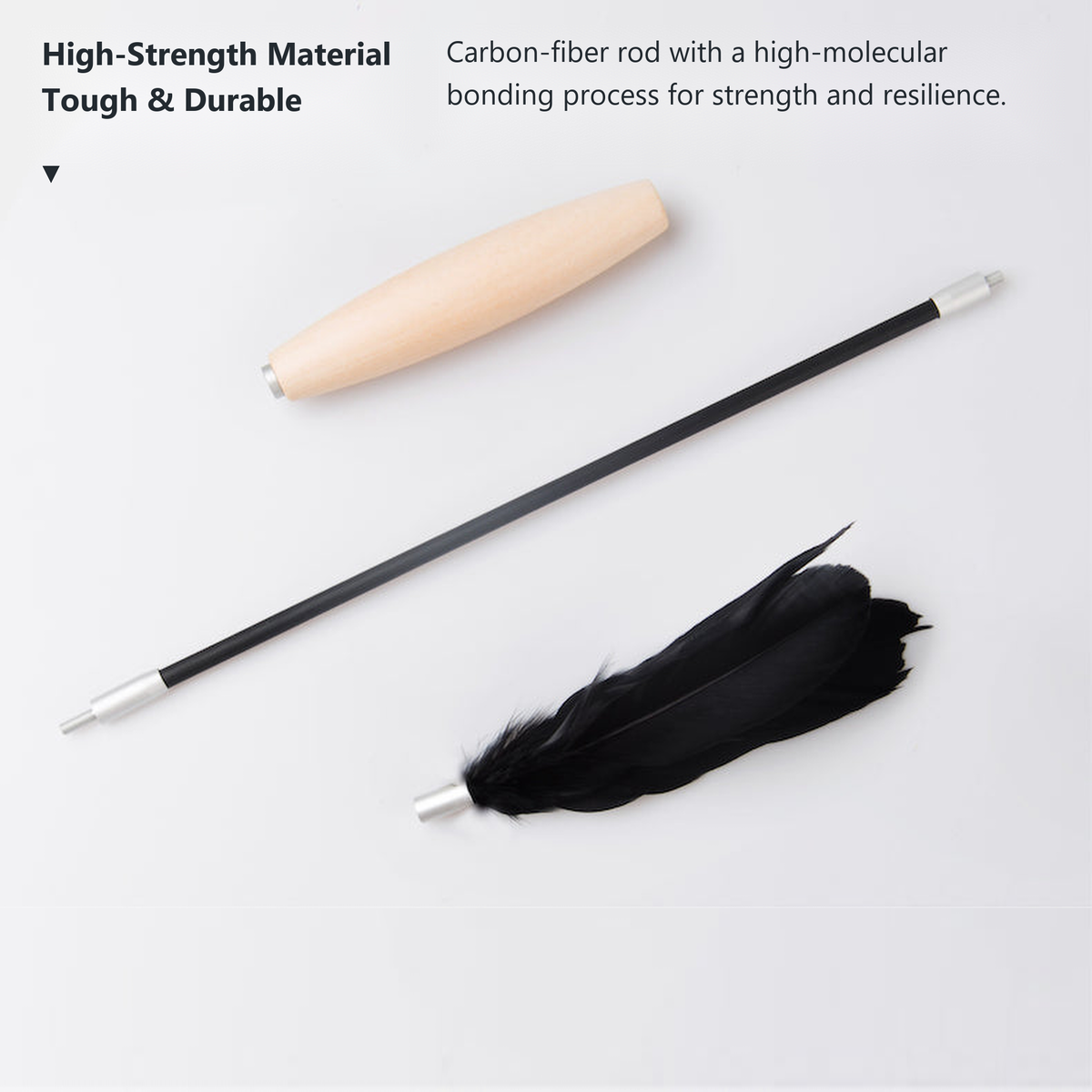 PIDAN Peacock Feather Cat Teaser Wand with Wooden Handle | English translated material detail 02 | 2048 square | v6