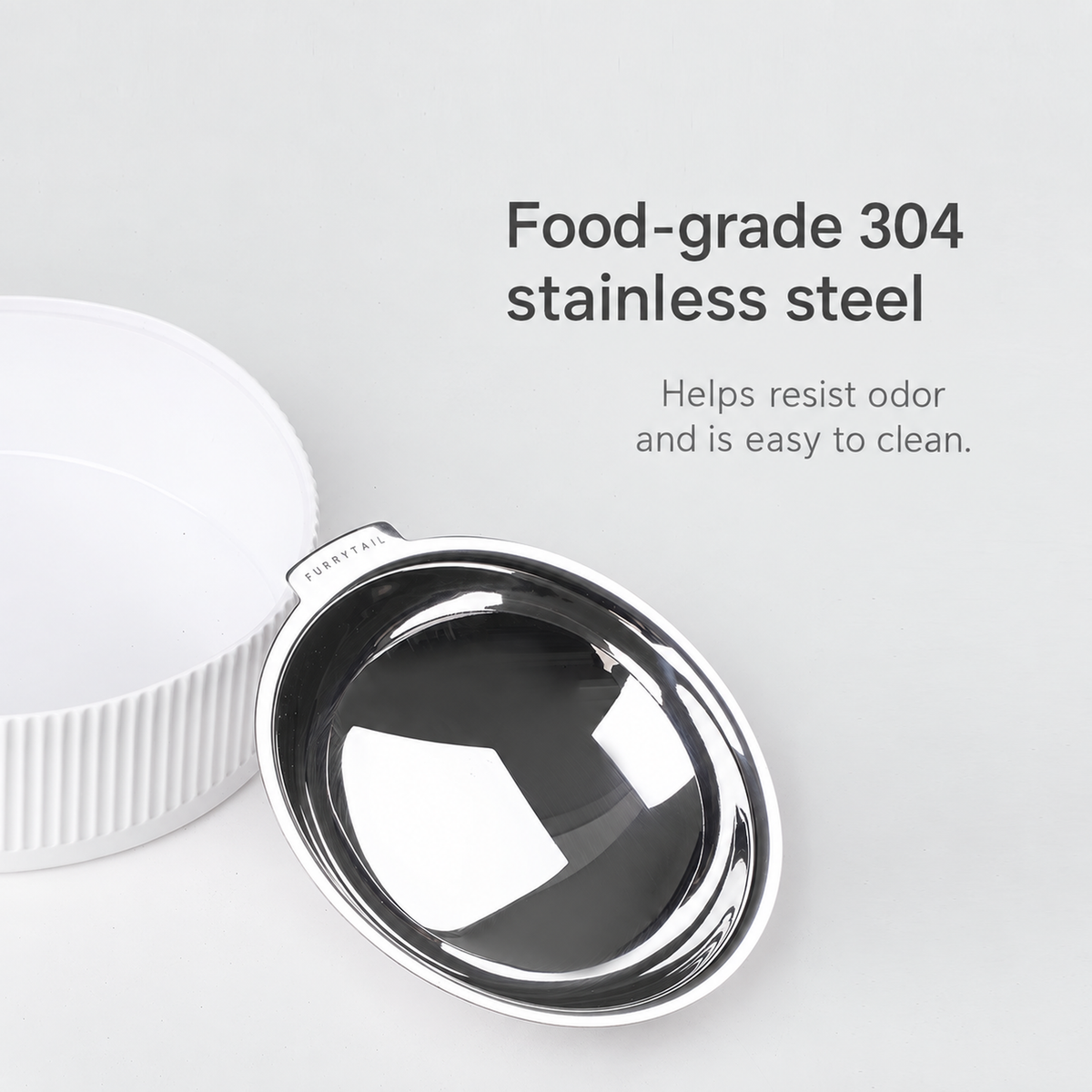 FURRYTAIL BOBO Cat Bowl | 304 stainless steel | English square panel 03