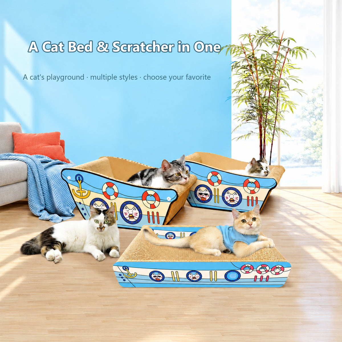 Deku ship cat beds in large, medium and sofa styles with cats, English details [Gallery: Shared]