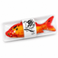Red koi catnip fish toy in a white tray on a white background [Gallery: Single-SKU White]