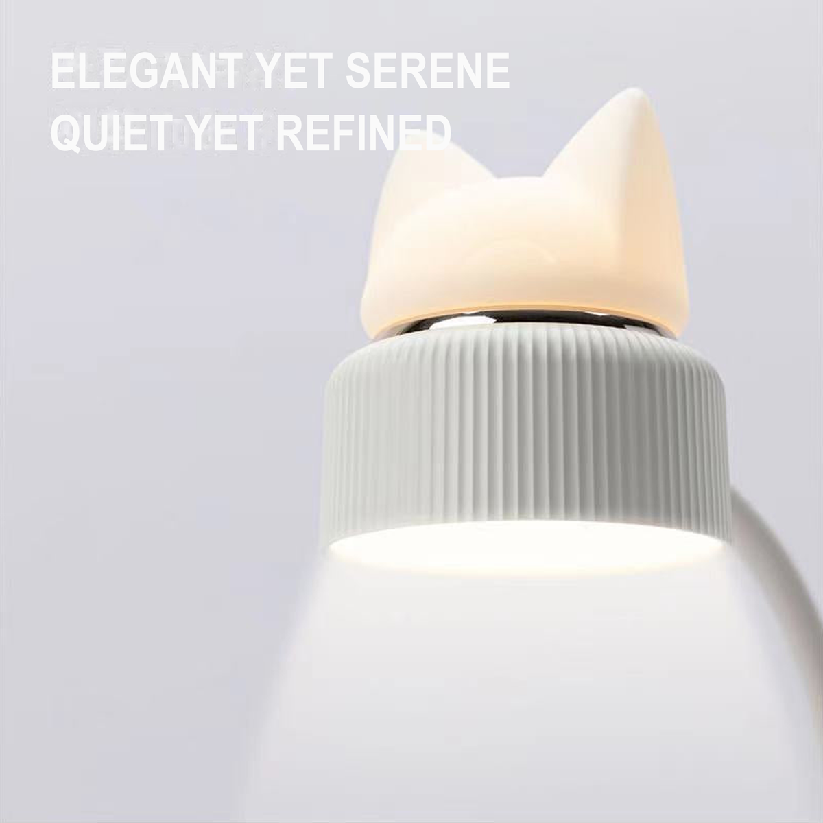 Cat-shaped lamp ribbed shade and curved neck close-up