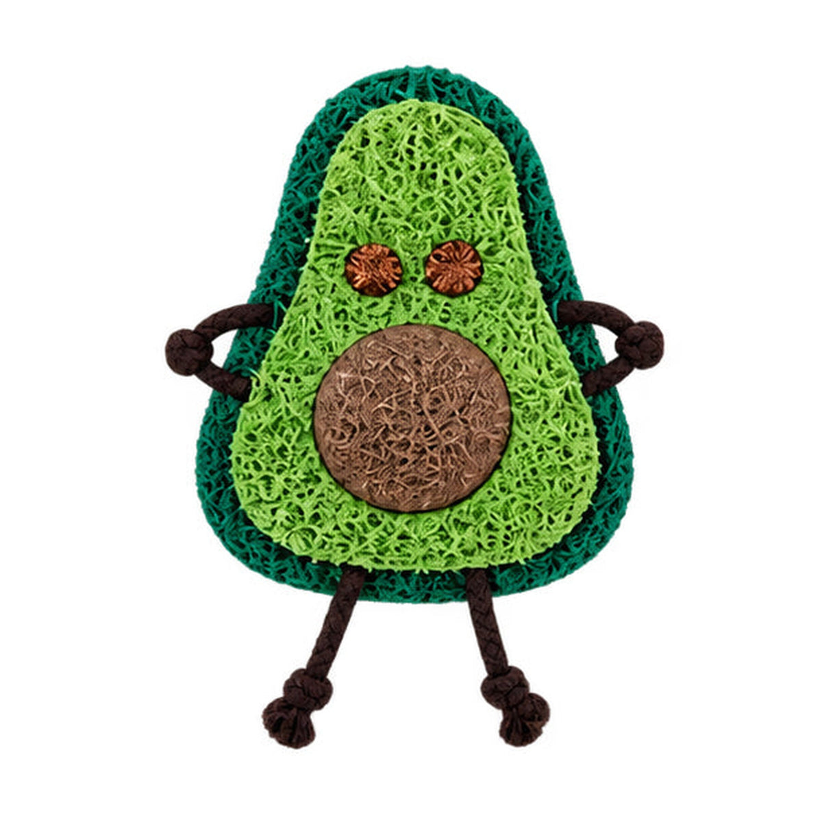 Avocado-shaped matatabi cat dental toy on white background