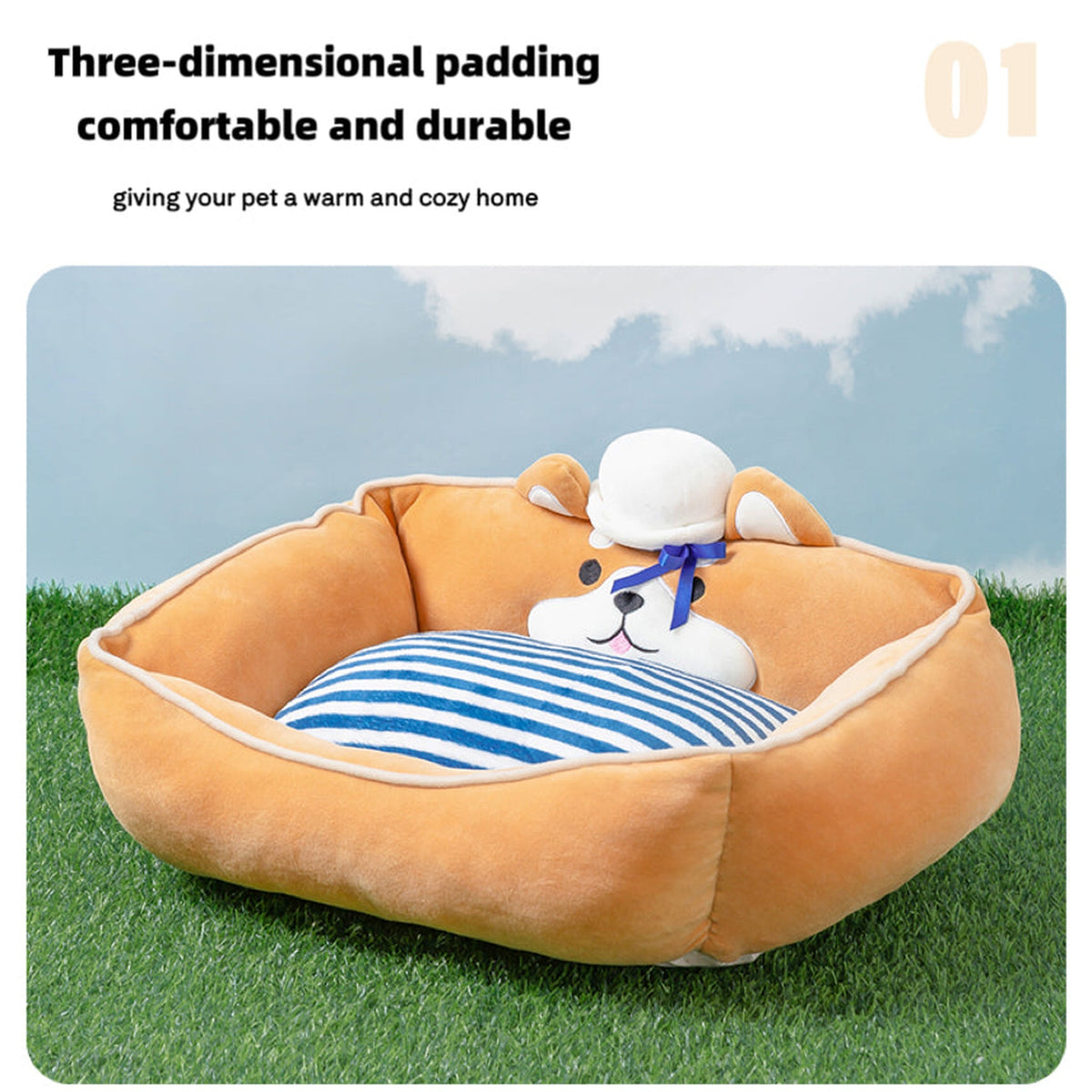 Navy Style Square Pet Bed detail image 6, square product feature view