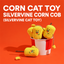 Silvervine corn cob cat toy with a soft plush body and playful face