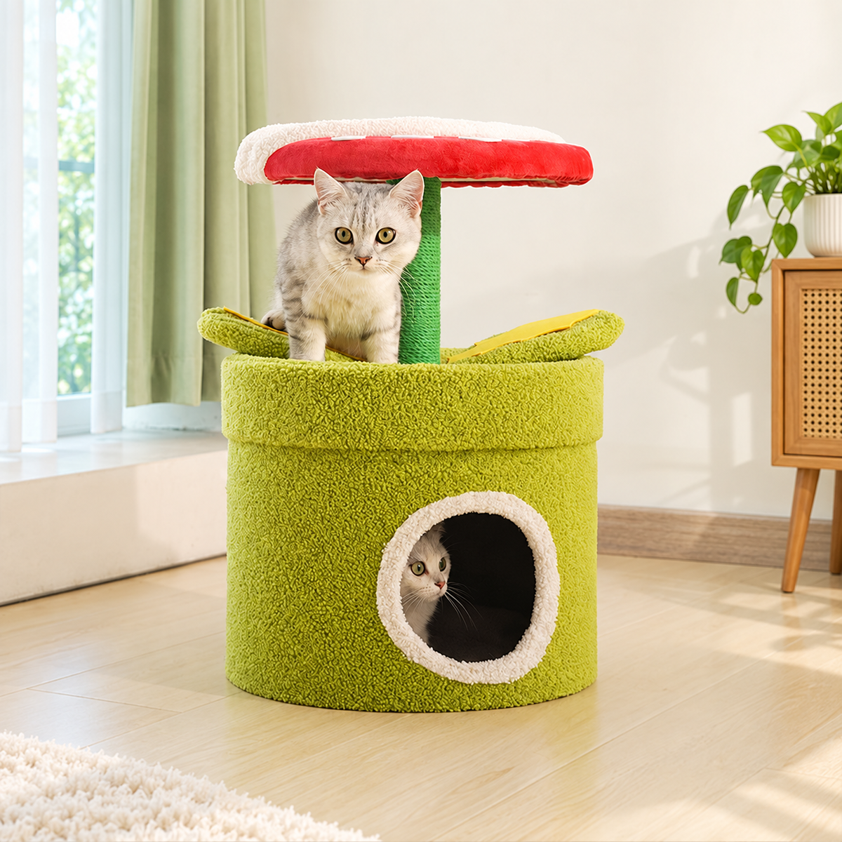 Super Cannibal Flower Cat Tree effective 1:1 continuous background outpaint revision v2, source image 4, no crop