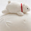 Close-up of white flannel texture and the polar bear companion detail