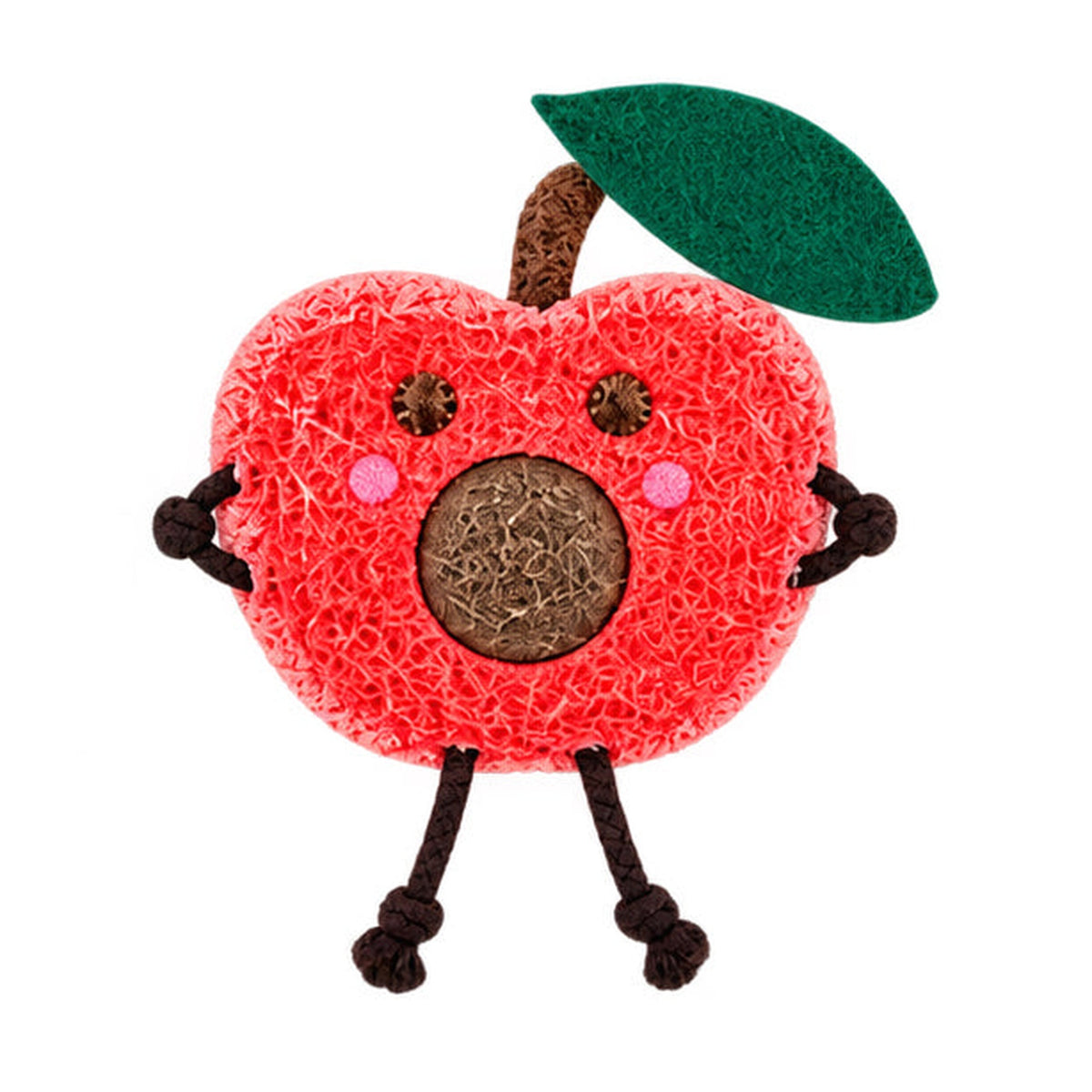 Apple-shaped matatabi cat dental toy on white background